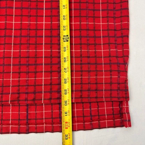 Polo Ralph Lauren Mens XL Red Plaid Short Sleeve Polo Shirt Vintage Made in USA - Picture 7 of 7
